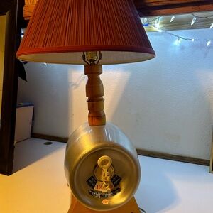 Rustic Silver and Brown Barrel Table Lamp